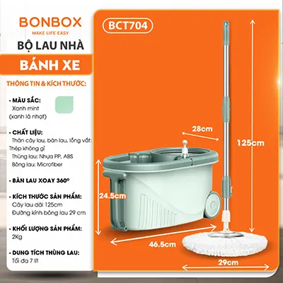 Bộ cây lau nhà cao cấp xoay 360 độ BONBOX (4)